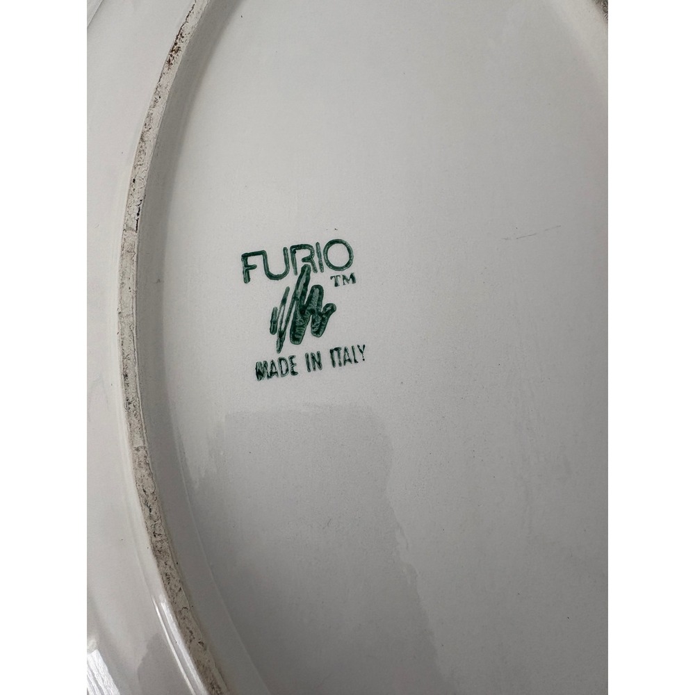 Furio Made in Italy Large Green Glazed Pottery Serving Platter Plate Oval‎ - Picture 8 of 8